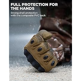 KEMIMOTO Tactical Gloves for Men, Touchscreen Motorcycle Gloves with Hard Shell & Palm Padding for Sports Motorcycle Cycling Tactical Airsoft Paintball Hunting Hiking Camping Climbing (Brown,X-Large)