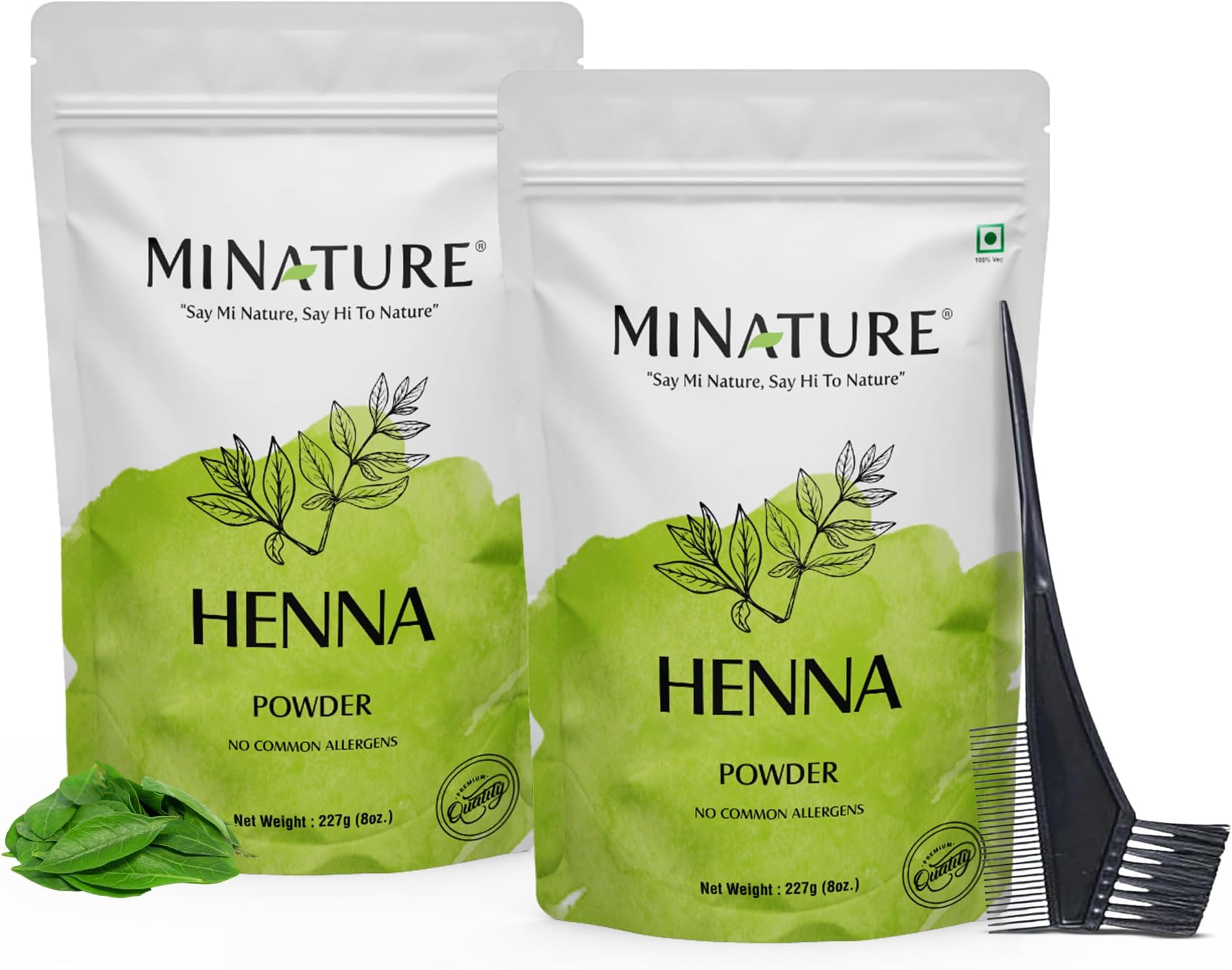 Mi Nature Pure Henna Mehndi Powder Pack of 2 (Each pack 227gm (8oz) |Natually Plant based sourced Henna for Hair Coloring & Care |Herbal Hair care | No added Preservative