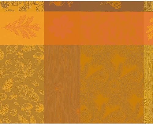 Miniatura 6 de Garnier-Thiebaut Mille Bois dAutomne mantel jacquard francés Potiron 100 algodón 71 x 118 pulgadas