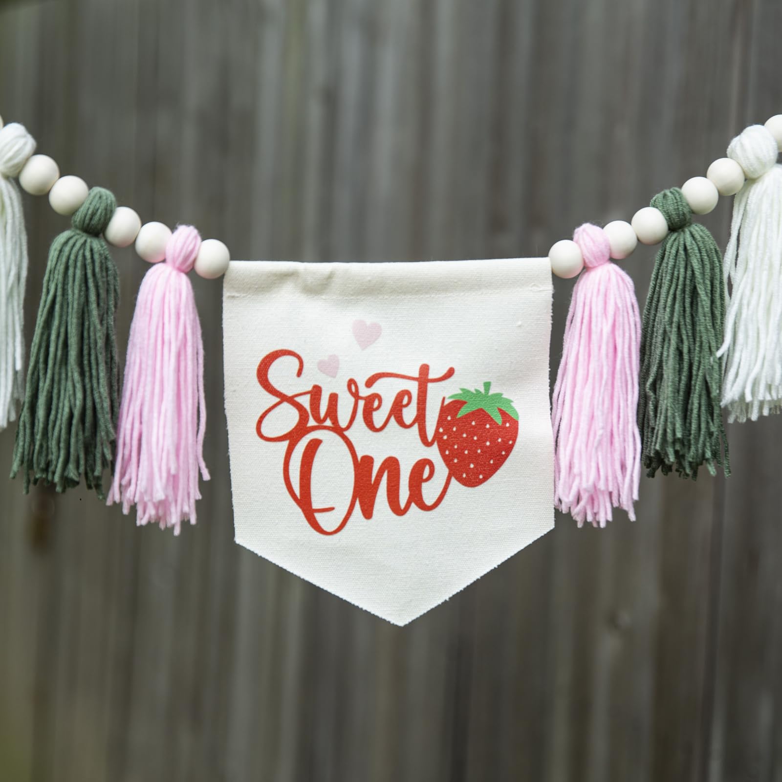 Strawberry Theme 1st Birthday High Chair Banner - Photo Backdrop Garland & Cake Smash Decor