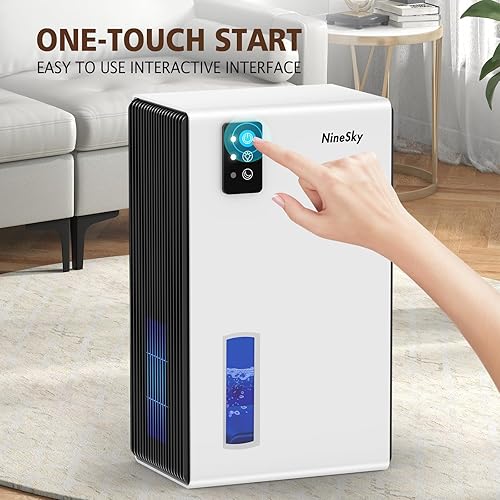 Miniatura 8 de NineSky Deshumidificadores para el hogar, tanque de agua de 95 onzas, (1000 pies cuadrados), deshumidificadores para baño, dormitorio, sótano con