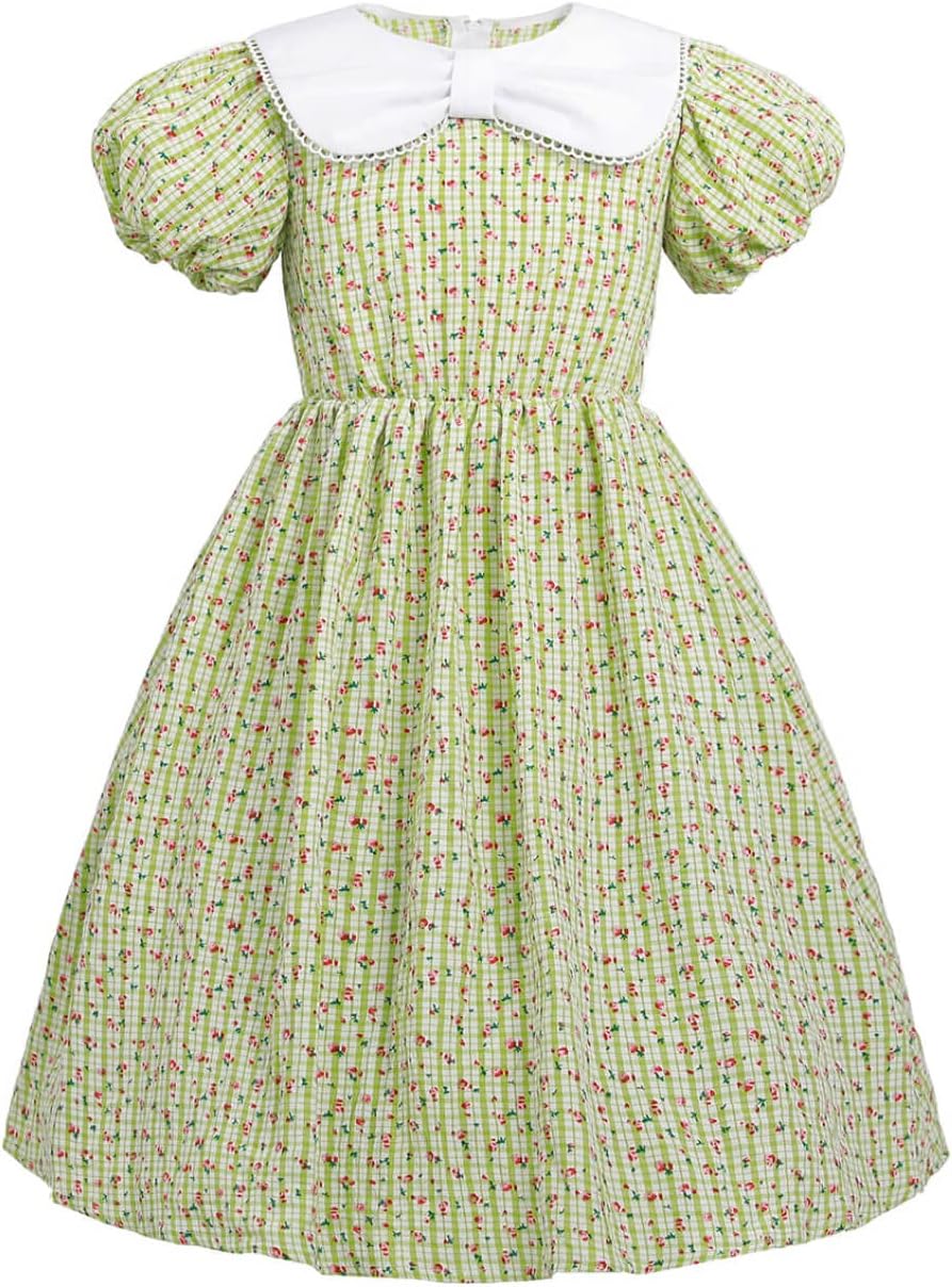 Nuoqi パイオニア ドレス 女の子用 ローラ・インガルス ワイルダー コスチューム コロニアル ガールズ コスチューム, スタイ