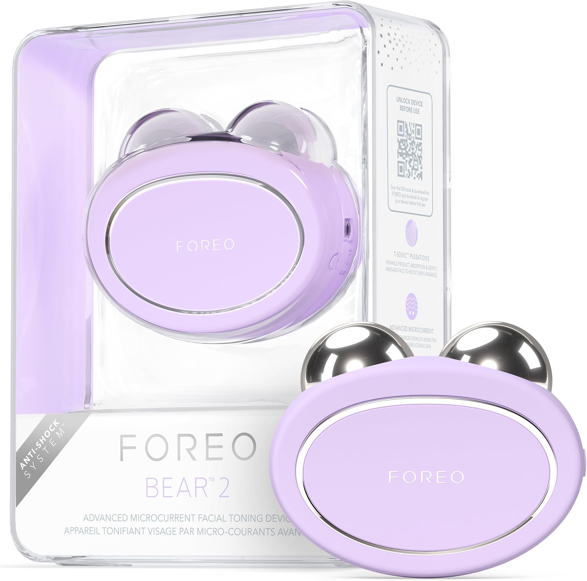 FOREO Bear 2 Advanced Toning Microcurrent Facial Device - Face Sculpting Tool - Firm & Contour - Non-Invasive - Increases Skin Care Absorption - Lavender
