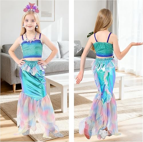 Miniatura 2 de Disfraz de sirena para niñas, disfraz de princesa para cumpleaños, cosplay, disfraces de Halloween con accesorios