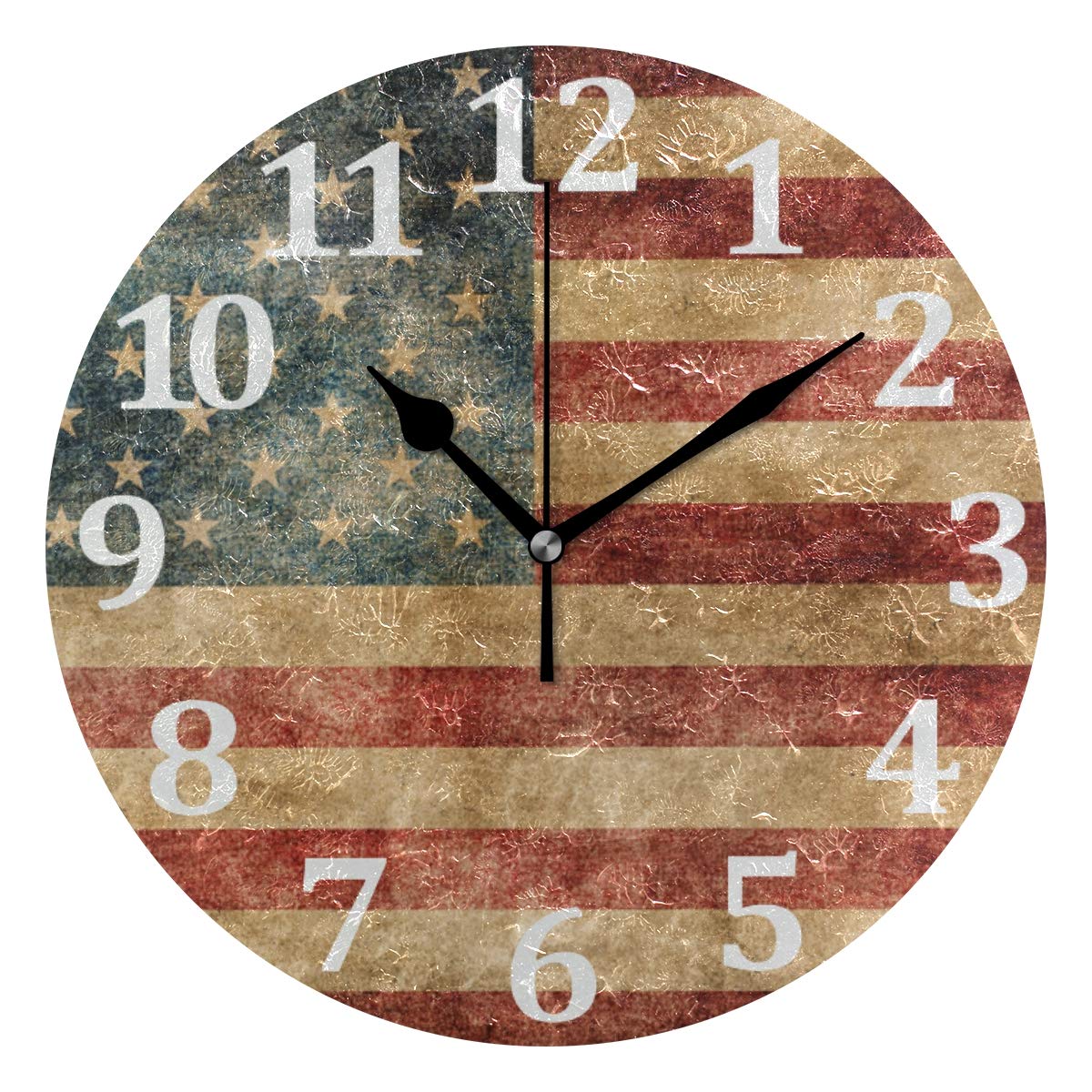 Enfant 木製 置時計 アメリカ国旗デザイン Amazon.com: Baofu American Flag Wall Clock, 10 Inch, Vintage