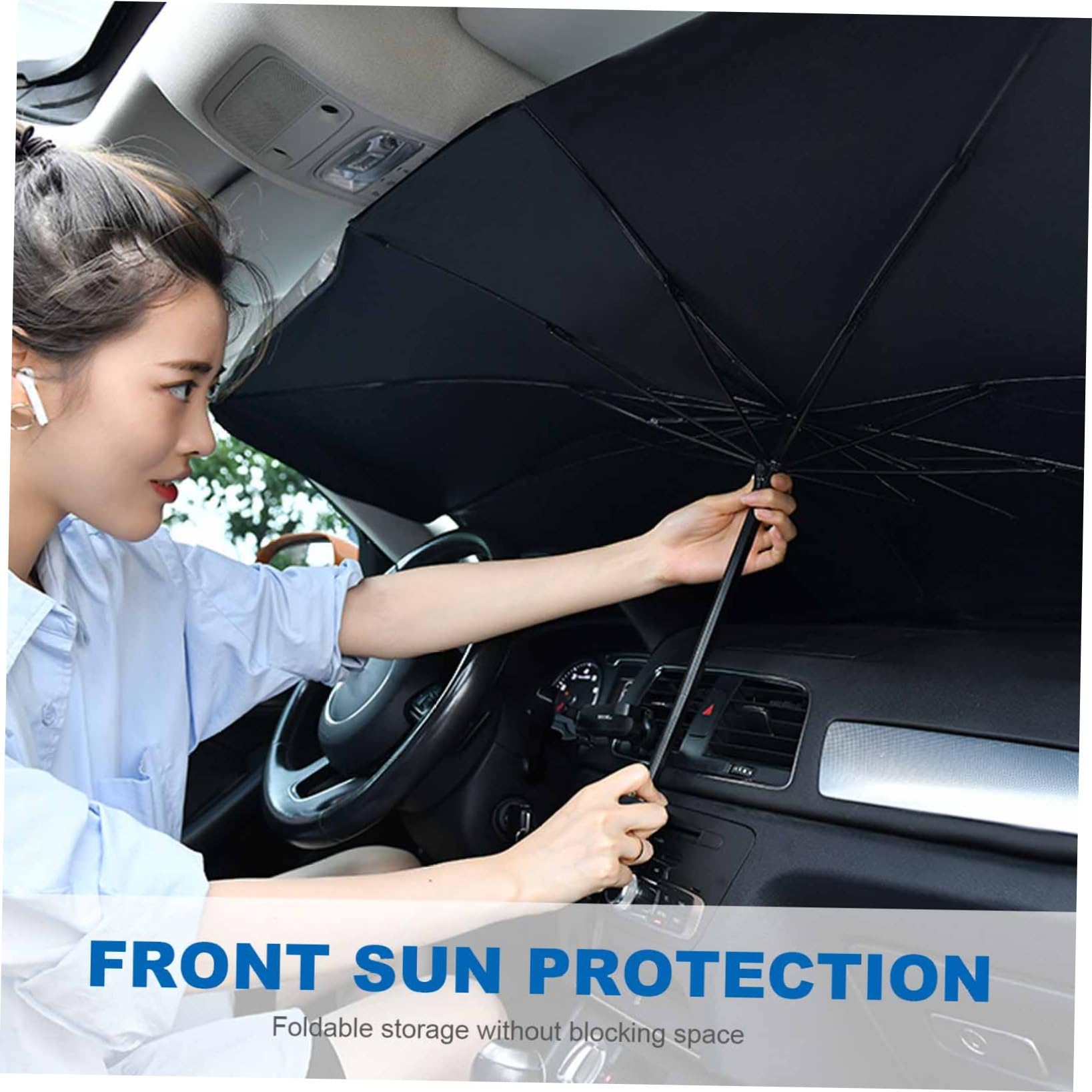 ULTECHNOVO Ombrello Colla Veicolo per in Protezione e Finestrini Laterali Facile da Rimuovere, Materiale Tessuto Argento Titanio Estive Vacanze Auto