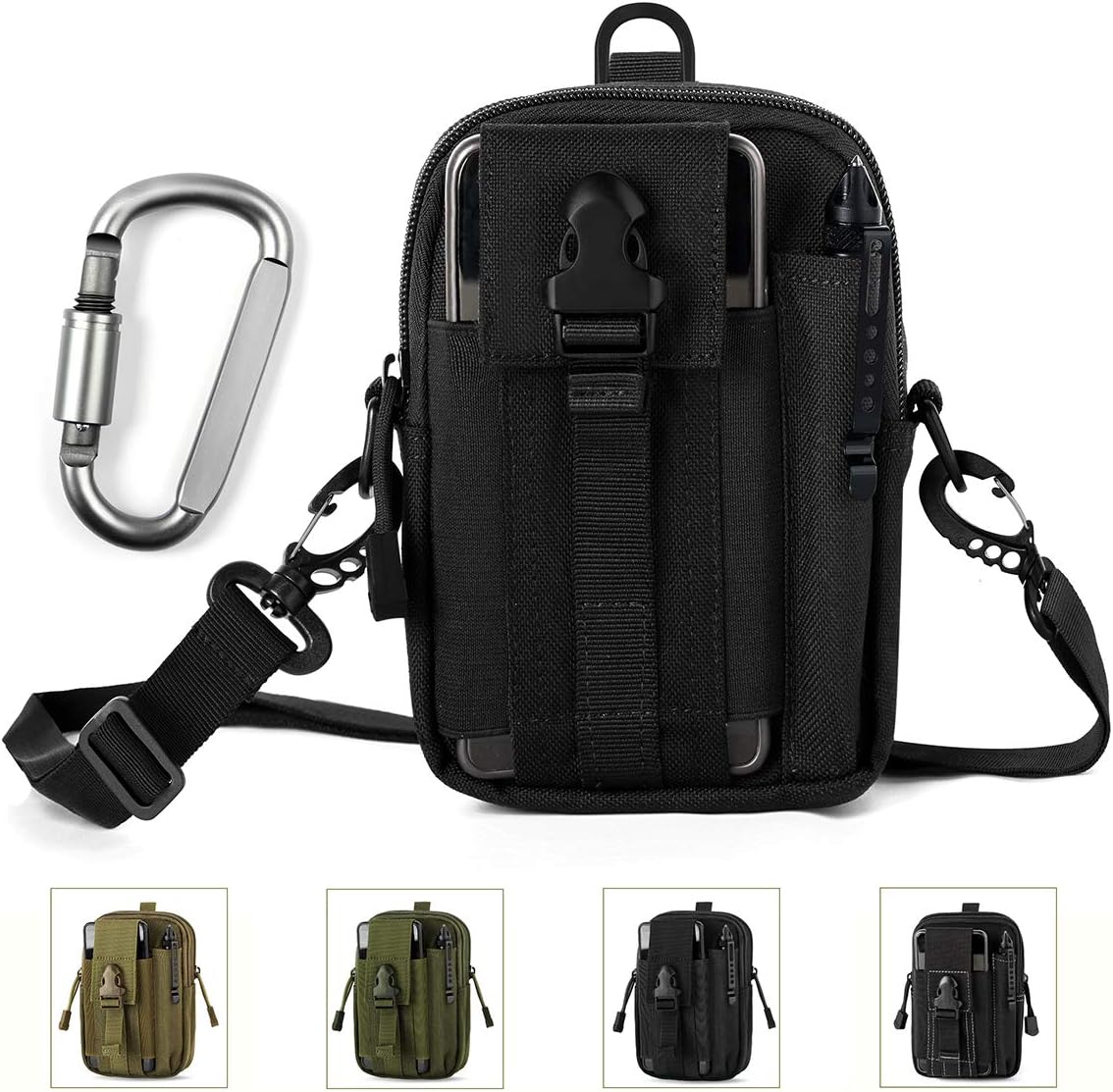 Tactical Molle EDC Pouch Compact 1000D Multipurpose Utility Gadget Belt Waist Bag with Cell Phone Holster Holder