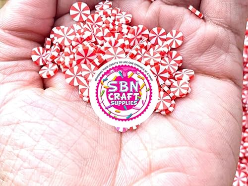 Miniatura 6 de Cuentas de arcilla polimérica de caramelo de menta de 1.76 oz, cuentas de caramelo de menta roja, lindas cuentas navideñas para decodificar,