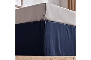 SLEEP ZONE Navy Bedskirt Queen Size, 15 inch Drop Pleated Bed Skirt