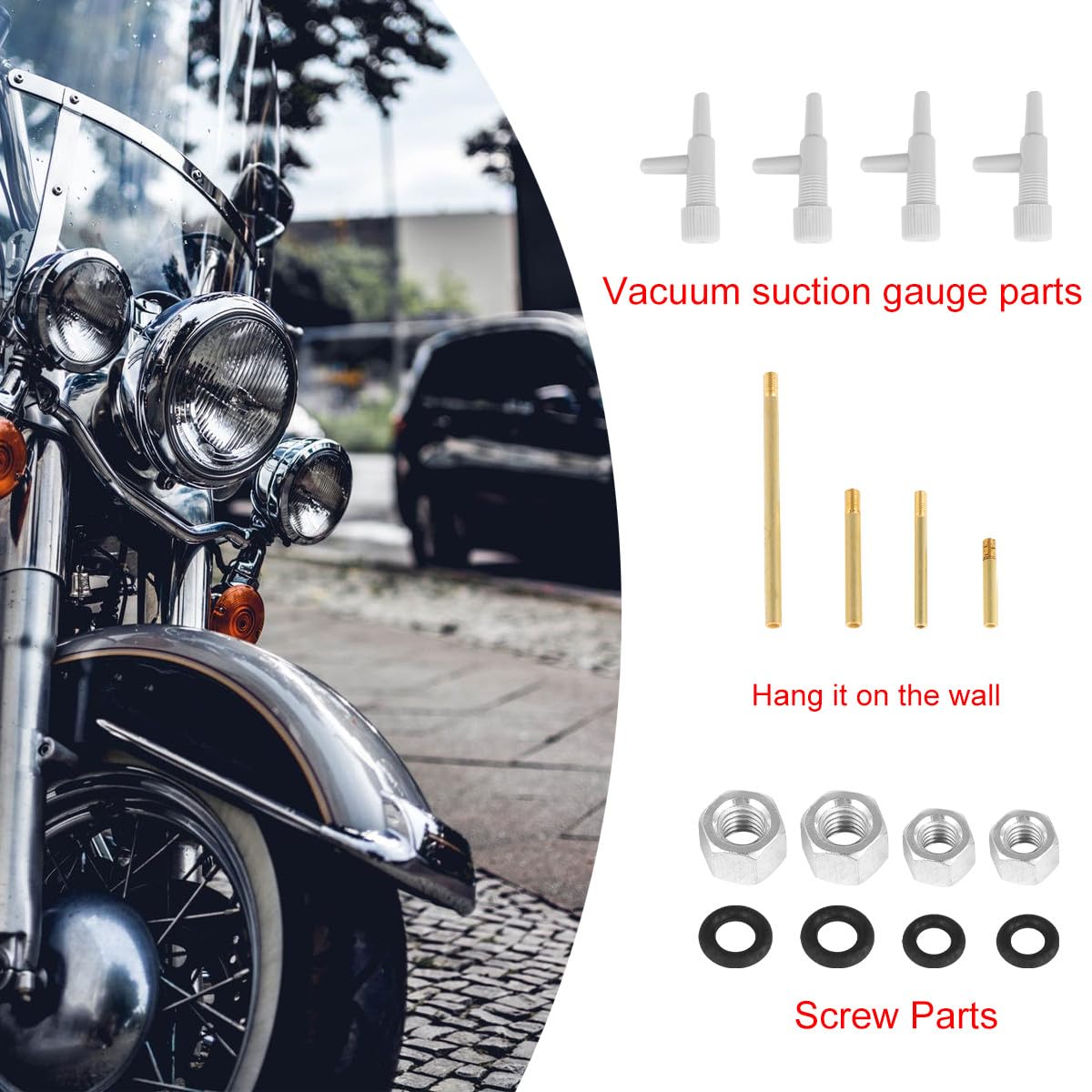 VALICLUD Manomètre à Vide pour 4 Cylindres, Équilibreur de Synchroniseur Précis, Kit D’outils de Mesure de Vide pour Réglage Moteur, Compatible Système D’alimentation Carburant,