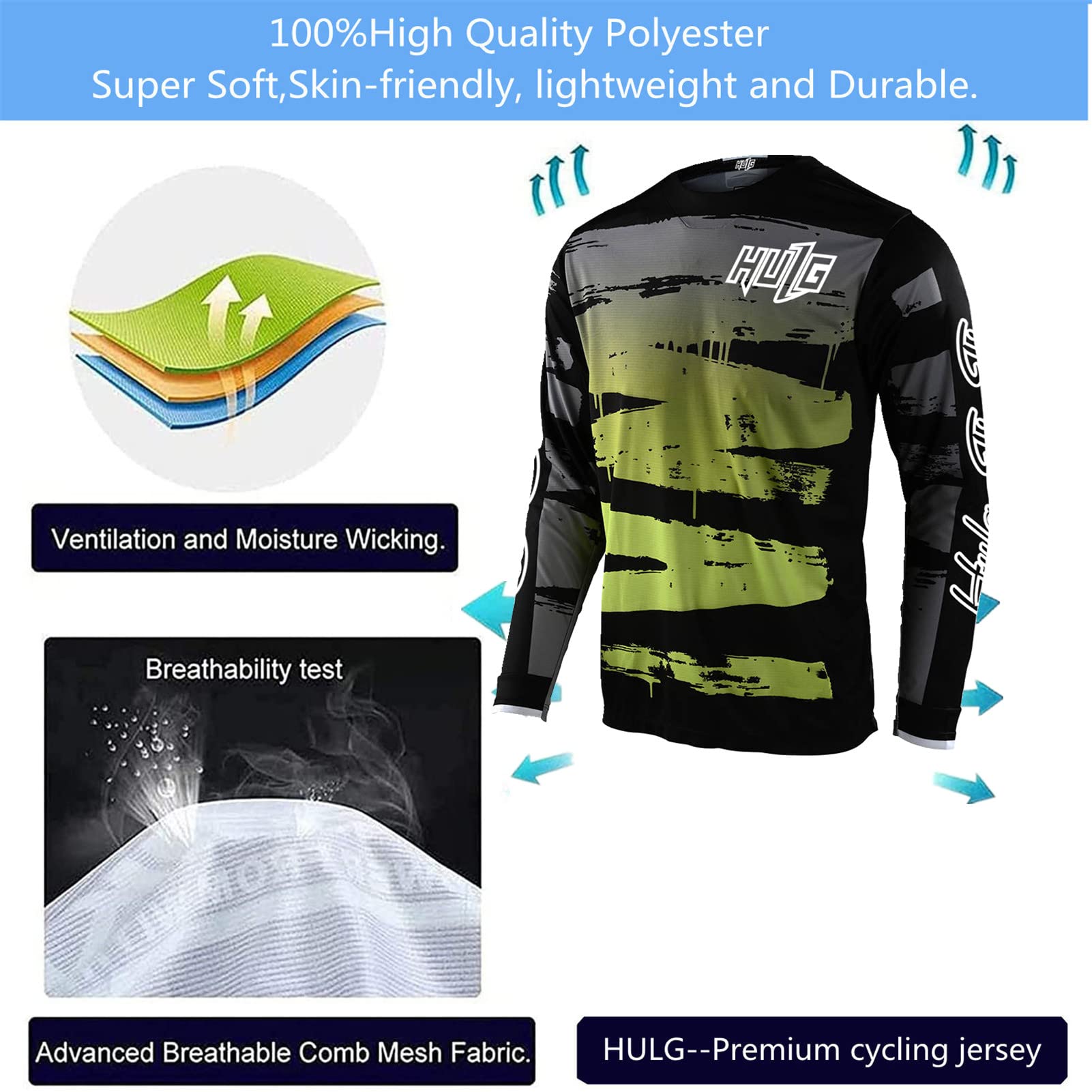 Maglia CiclismoTraspirante Estivi MTB ConmanichelungheTraspirante Asciugatura Rapida Magliette Mountain Bike Uomo