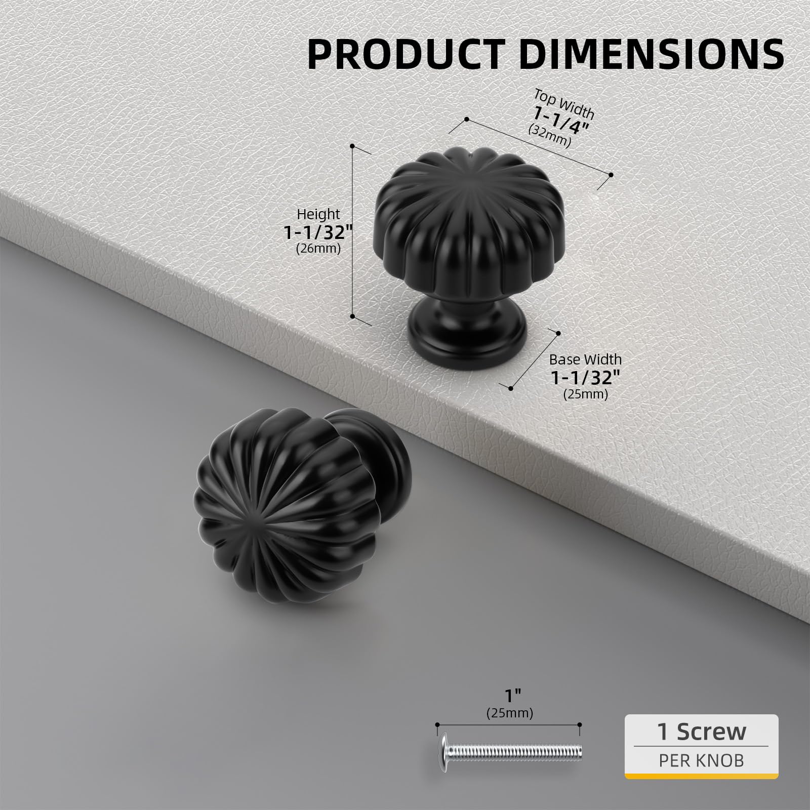 Goldenwarm 10 Pack Black Cupboard Knobs Small Black Drawer Knobs, Single Hole Kitchen Handles Mushroom Style - Image 2