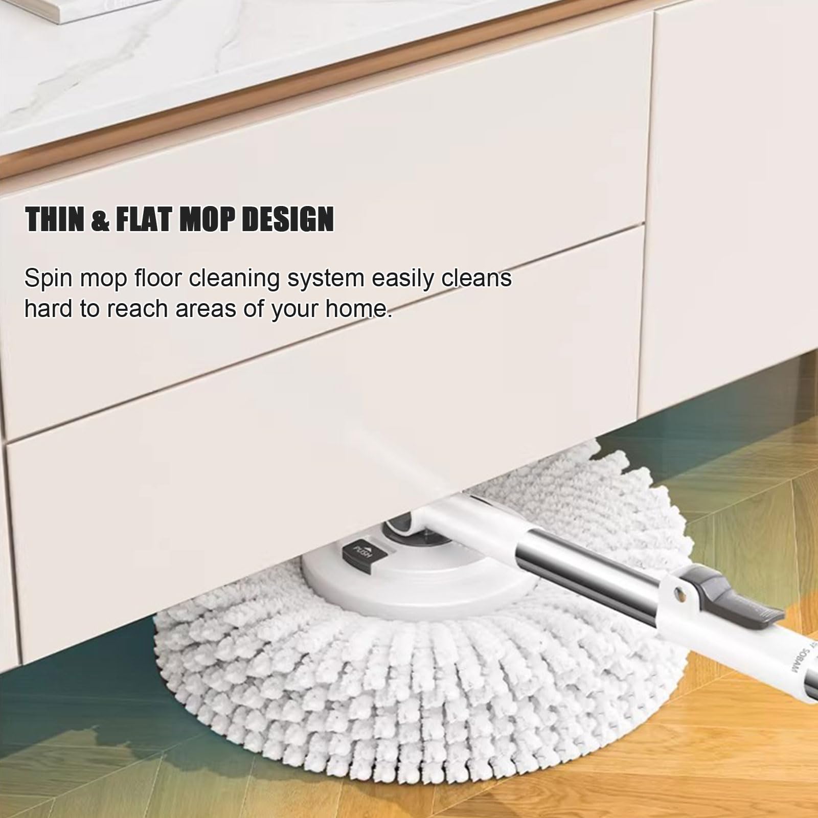 Este Juego de fregona giratoria y Cubo con escurridor para el hogar, Sistema de fregona giratoria de 360°, fregona húmeda para Polvo para Limpieza de Suelos con 5 Cabezales de Microfibra.