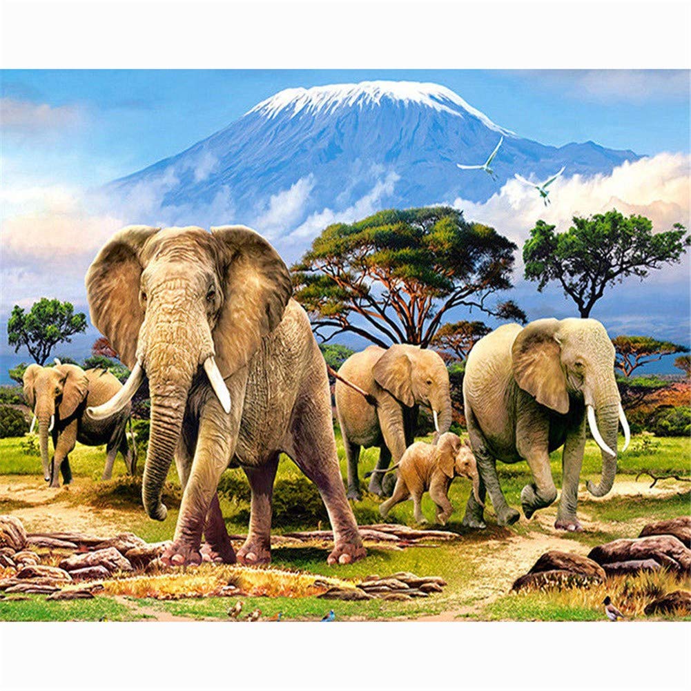 Peinture diamant famille d'éléphants pour sceller vos moments complices à la maison