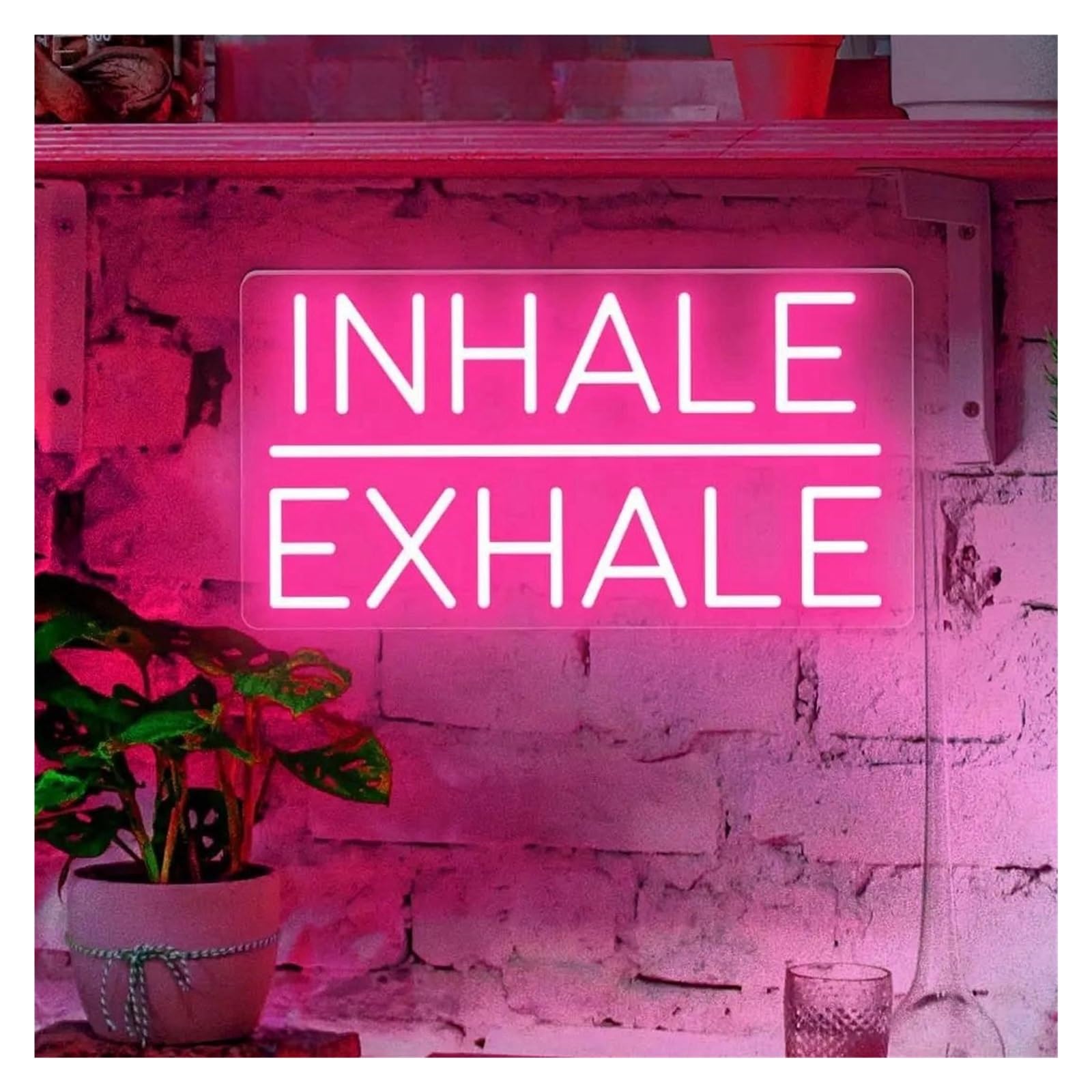LEMST Signs Lamp Inhale Exhale Neon Sign Light Dimmable USB Powered for Fitness Yoga Gym Business Store Office Wall Art Decor 15.75inx7.87in(D)