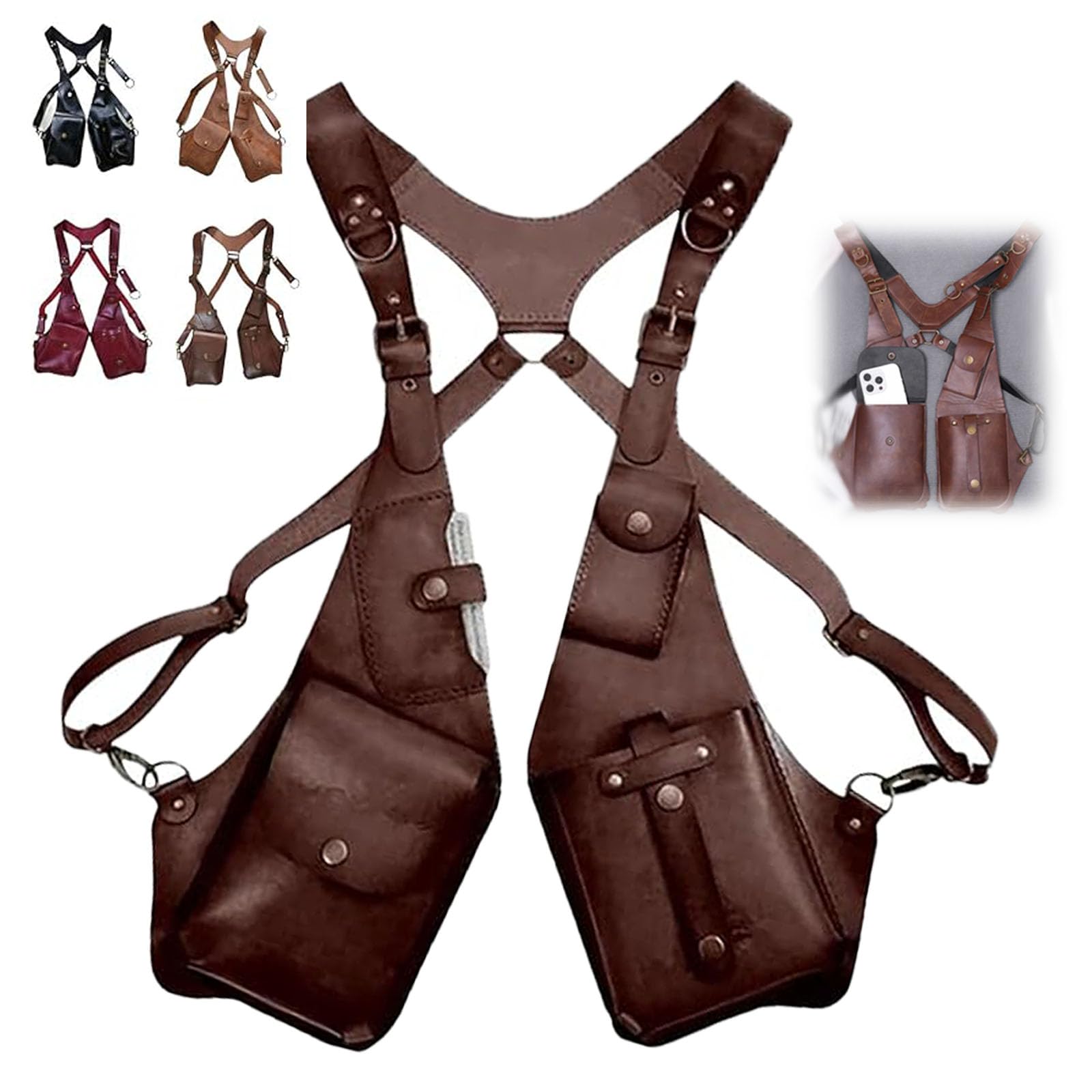 Anti Theft Harness, Medieval Underarm Shoulder Bag, Anti Theft Harness Leather, Adjustable PU Leather Strap Wallet Bag Outdoor Phone Bag, For Men Hidden Anti-Theft Wallet