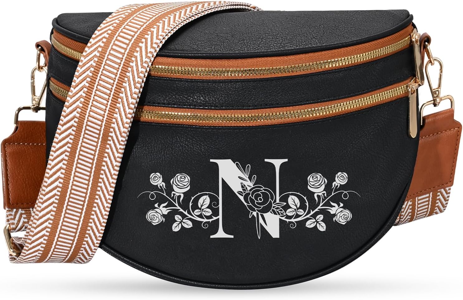 Viverte Personalized Gifts for Women Initial Bum Bags Pu Leather Crossbody Bags Letters Purses for Mom