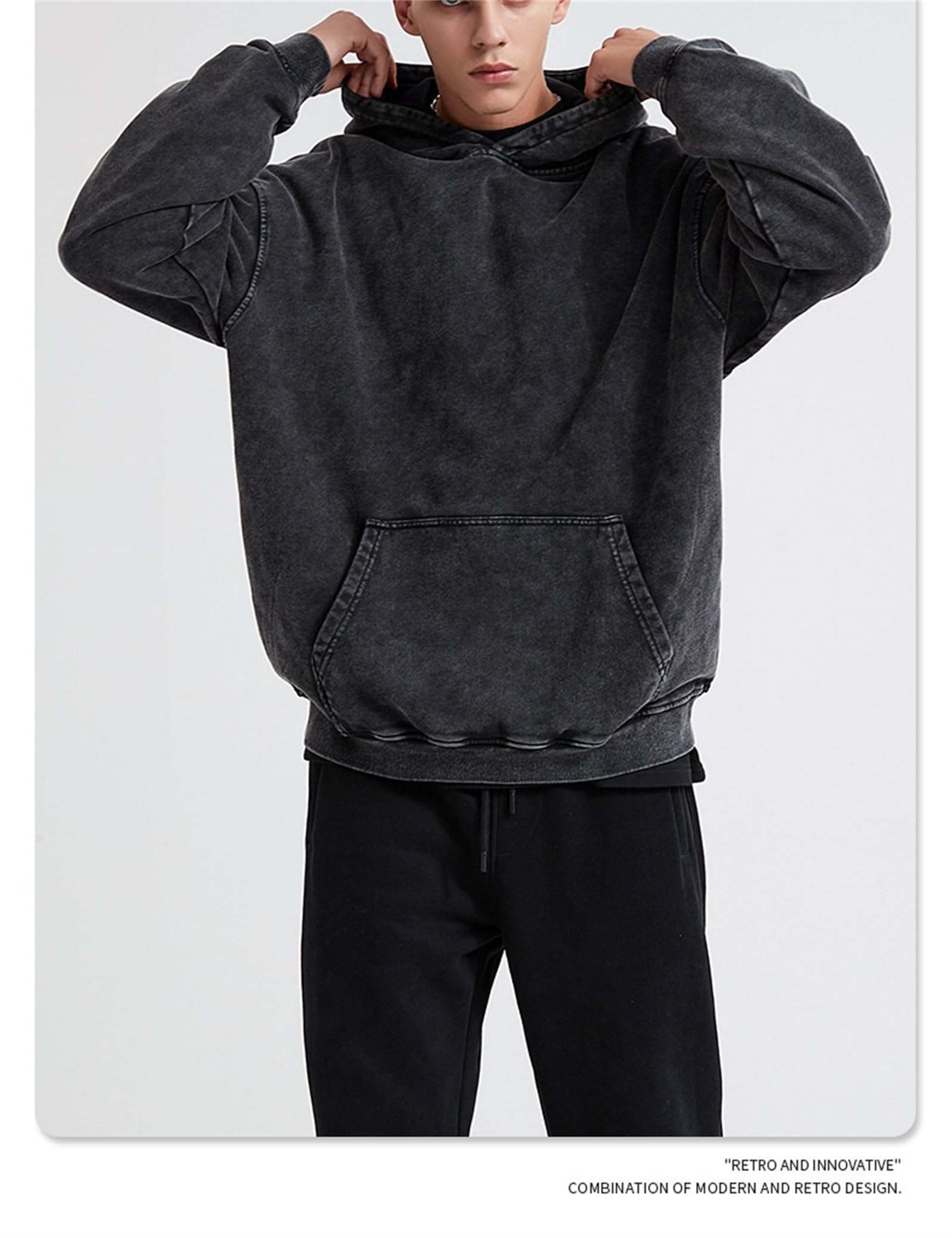 Generisch Bluza z kapturem oversized dla kobiet, vintage, bluza z kapturem, dla par, vintage, dla mężczyzn i kobiet, na jesień i zimę