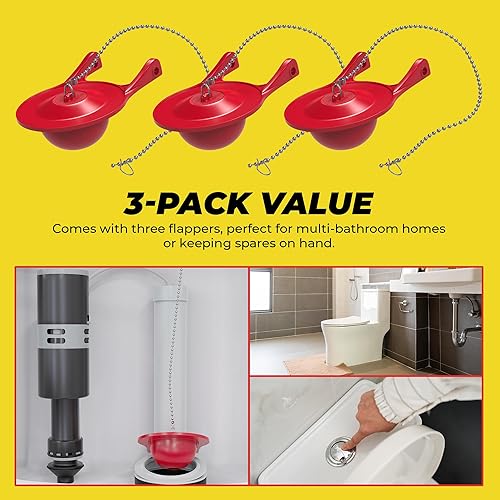 Miniatura 6 de Reemplazo universal de 3 pulgadas para inodoro (paquete de 3) – Compatible con TOTO G-Max THU499S, THU175S, 2021BP – Incluye cadena de cuentas