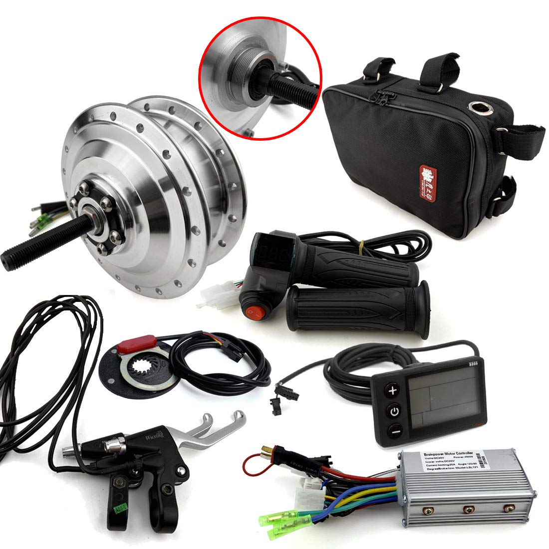 Kit électrique de vélo commun 24 V36 V 250 W avec moteur sans balais pour roue arrière de vélo à l'aide d'un pignon à roue libre unique (24 V250 W)