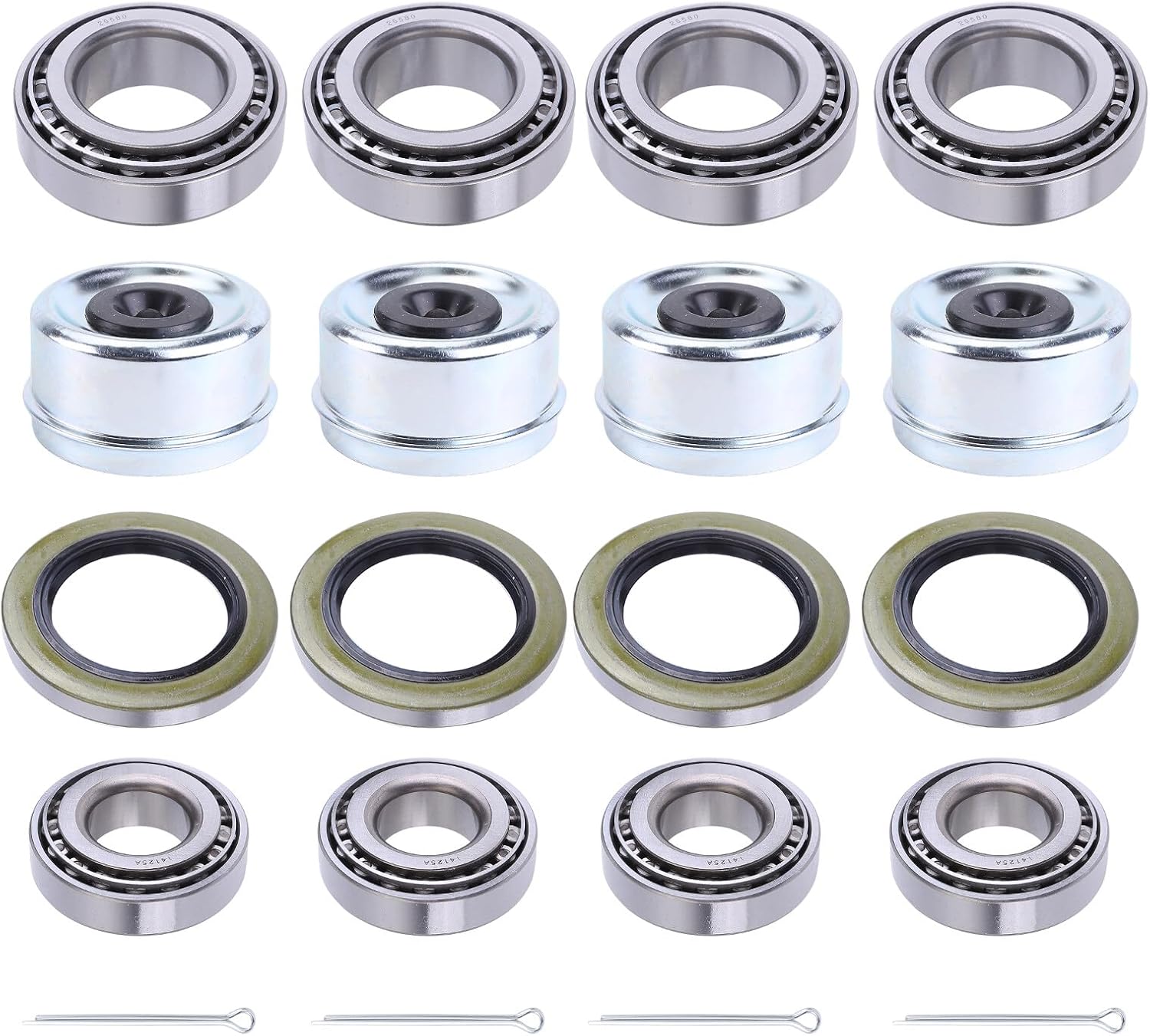 Boat Trailer Hub Wheel Axles Bearing Kits, 4 Sets 25580 14125A Trailer Bearings Kits Compatible with 6000# (8 lug) and 7000# axles from compatible for Dexter AL-Ko Quailty and others