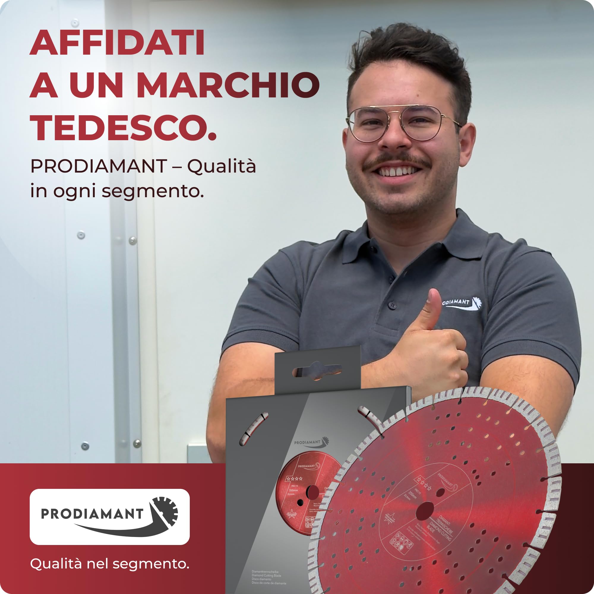 PRODIAMANT Disco da taglio diamantato Premium, cemento 350 mm x 25,4 mm, altezza segmento 15 mm