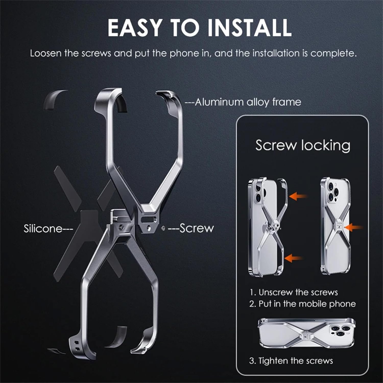 Frameless Case for iPhone 16 Pro Max/16 Pro/16, Aerospace Grade Aluminum Alloy Metal Bezel Less Hollow Heat Dissipation Design Sleek Minimalist Slim Lightweight Case (Gray, 16 Pro Max)