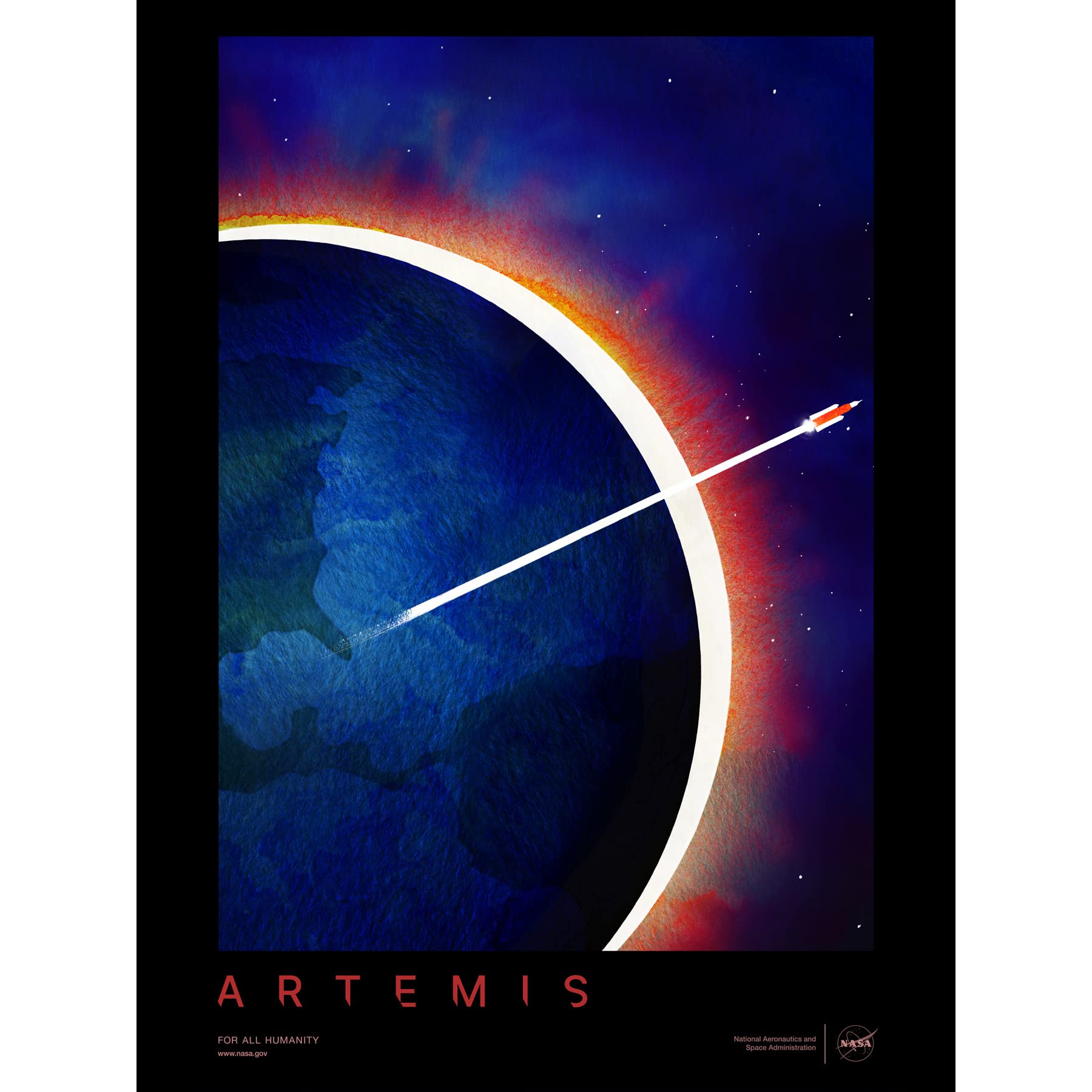 Artery8NASA Artemis Moon Mission Visionary Lunar Space Travel Destination Poster Large Wall Art Poster Print Thick Paper 18X24 Inch