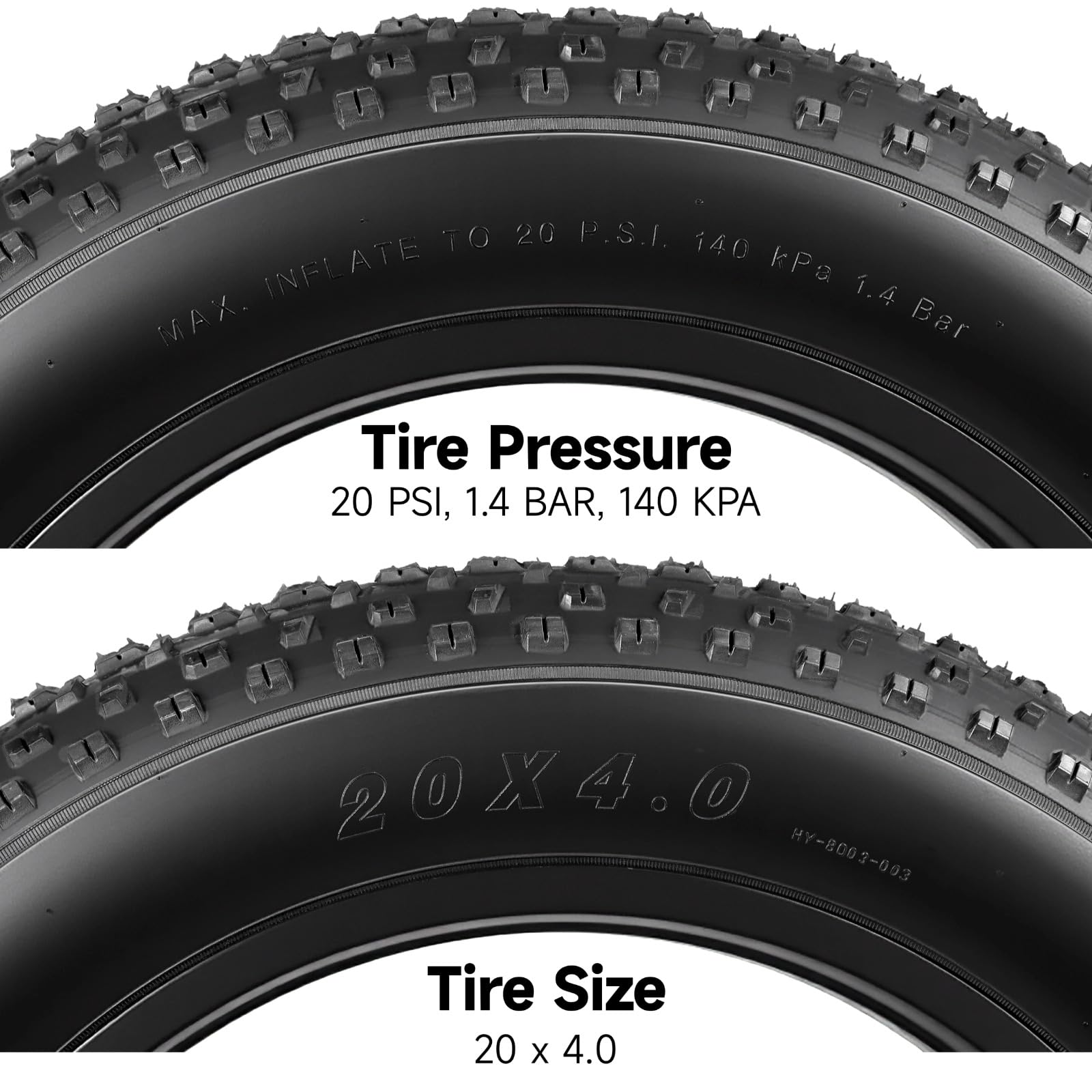 Fat Bike Tire 20×4.0/26×4.0, neumático grueso resistente a pinchazos con tubo interior, neumático plegable de repuesto MTB, neumático de bicicleta todo terreno con válvula AV de 1.2 pulgadas,