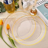 Vista 33 de I00000 60PCS Clear Gold Dessert Plates, Clear Plastic Plates with Gold Rim 7 Inch, Fancy Disposable Wedding Plate Heavy Duty for Thanksgiving