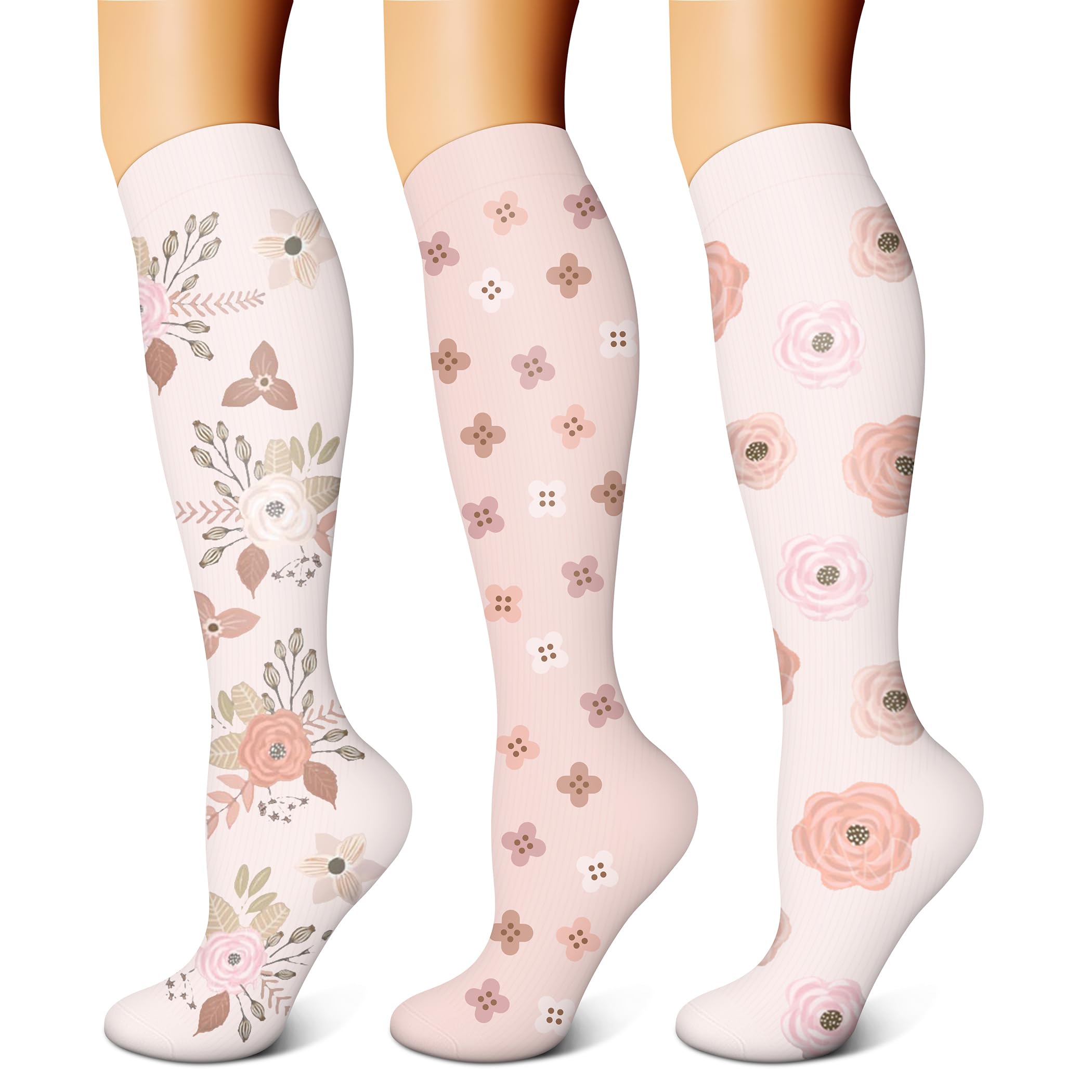 FEYHAY Copper Compression Socks (3 Pairs) 15-20 mmHg Circulation is Best Athletic &amp; Daily for Men &amp; Women, Running, Climbing
