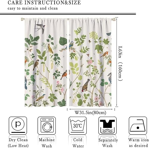 Miniatura 66 de Retro 70s Floral Blackout Window Curtains, Watercolor Flower Plant Rustic Modern Style Pattern Window Drapes, for Bedroom Living Room 42x45in 2