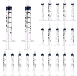 40 Pack 2ml Plastic Syringe Individually Sealed with Measurement for Feeding Pets, Watering, Scientific Labs, Medical Student, Measuring, Refilling, Oil or Glue Applicator, No Needle