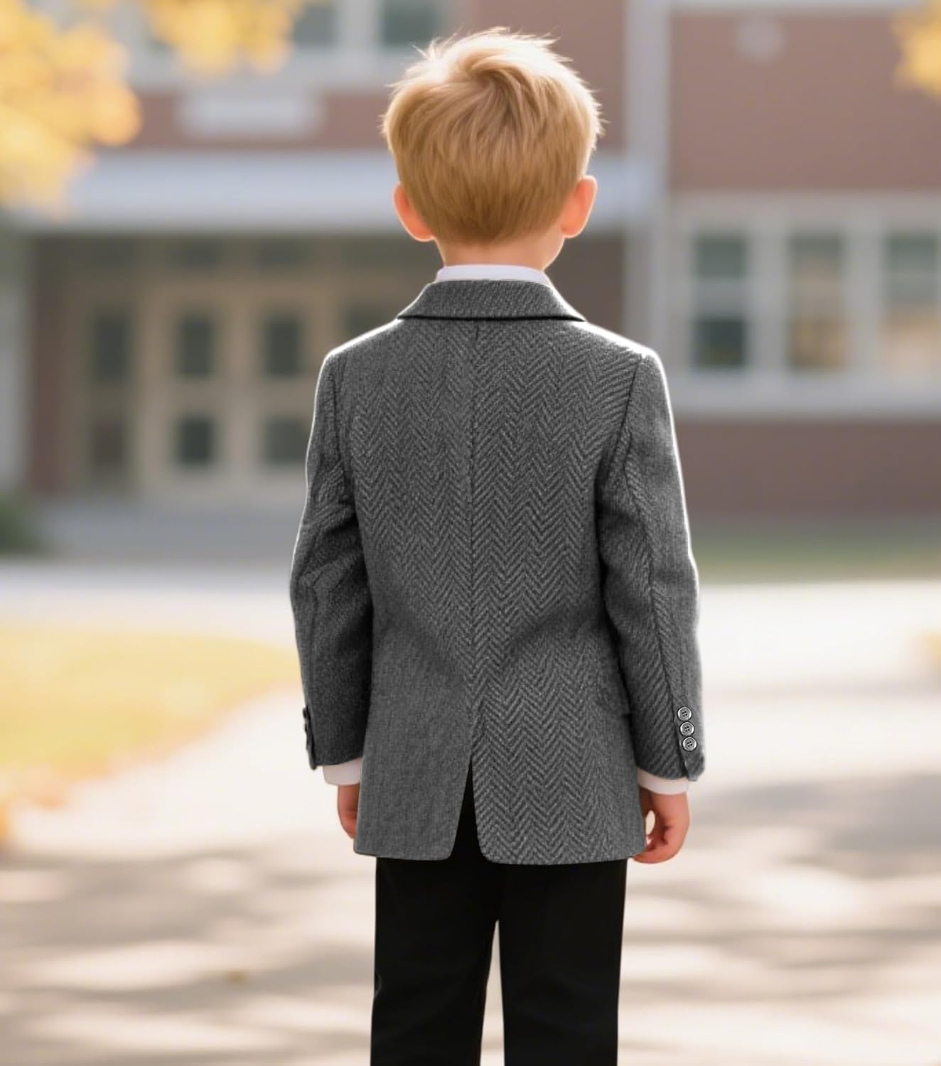 Retro Tweed Boy's Sports Coats Blazer Herringbone Wedding Jacket for Kids