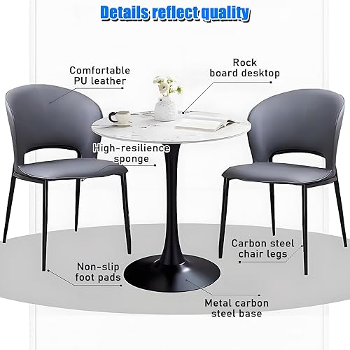 Miniatura 3 de YVYKFZD Juego de mesa de comedor de cocina de 5 piezas, para oficina, recepción, sala de recepción, mesa de club y silla, mesa redonda de 2 azul-2