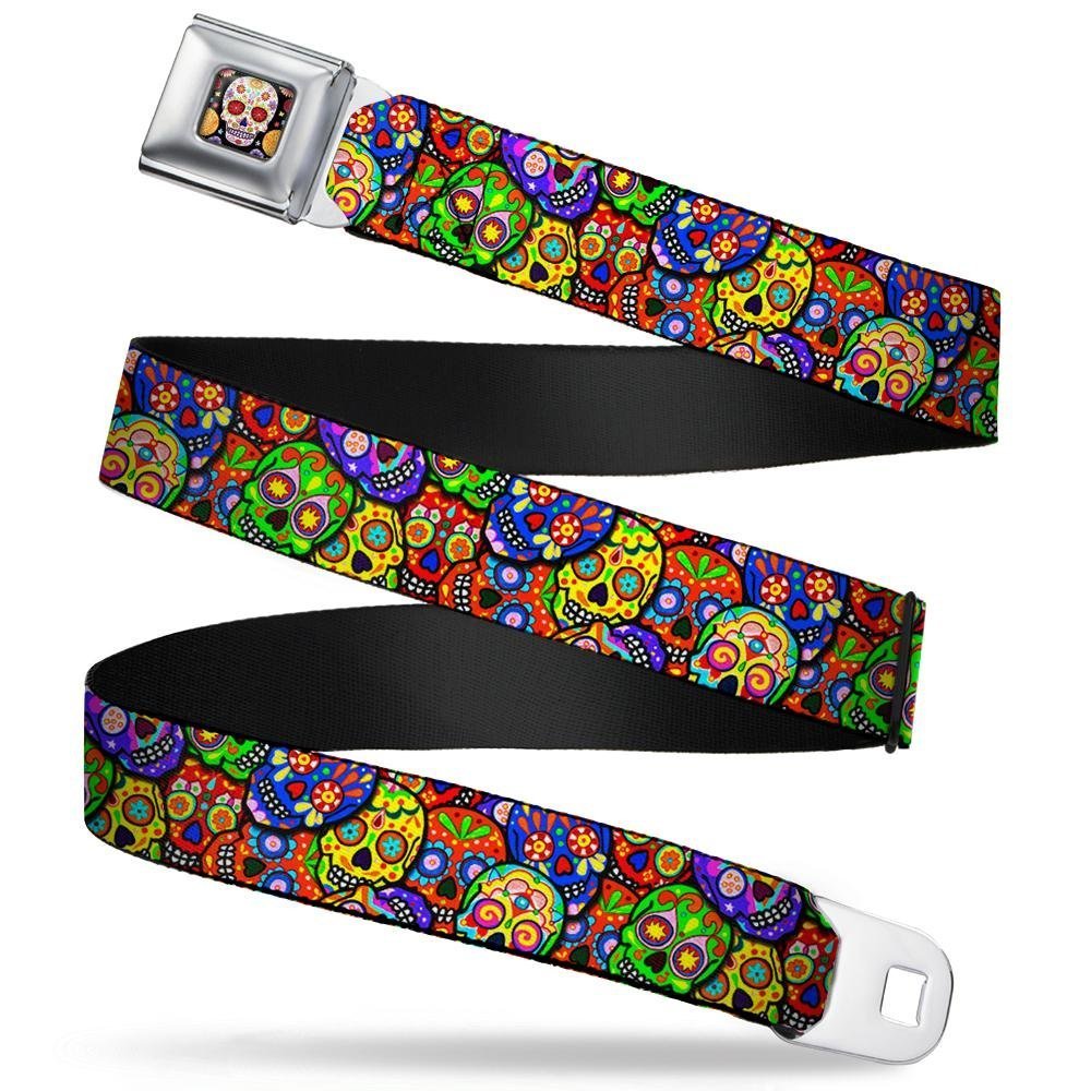 Cinturón de seguridad de calaveras multicolor ideal para festivales y moda urbana casual 7
