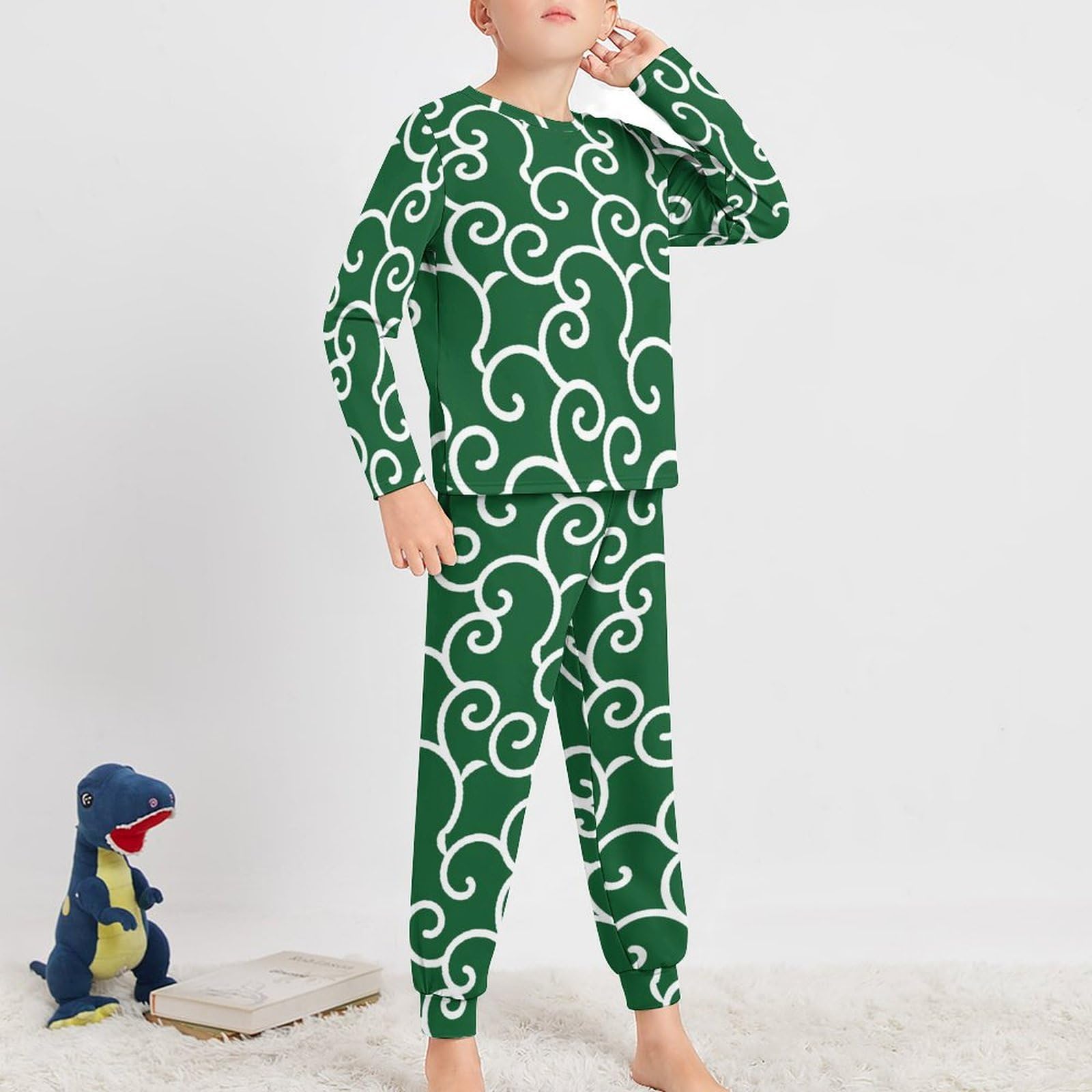 Amazon.co.jp: パジャマ キッズ 和柄 緑 唐草模様 子供服 男の子 