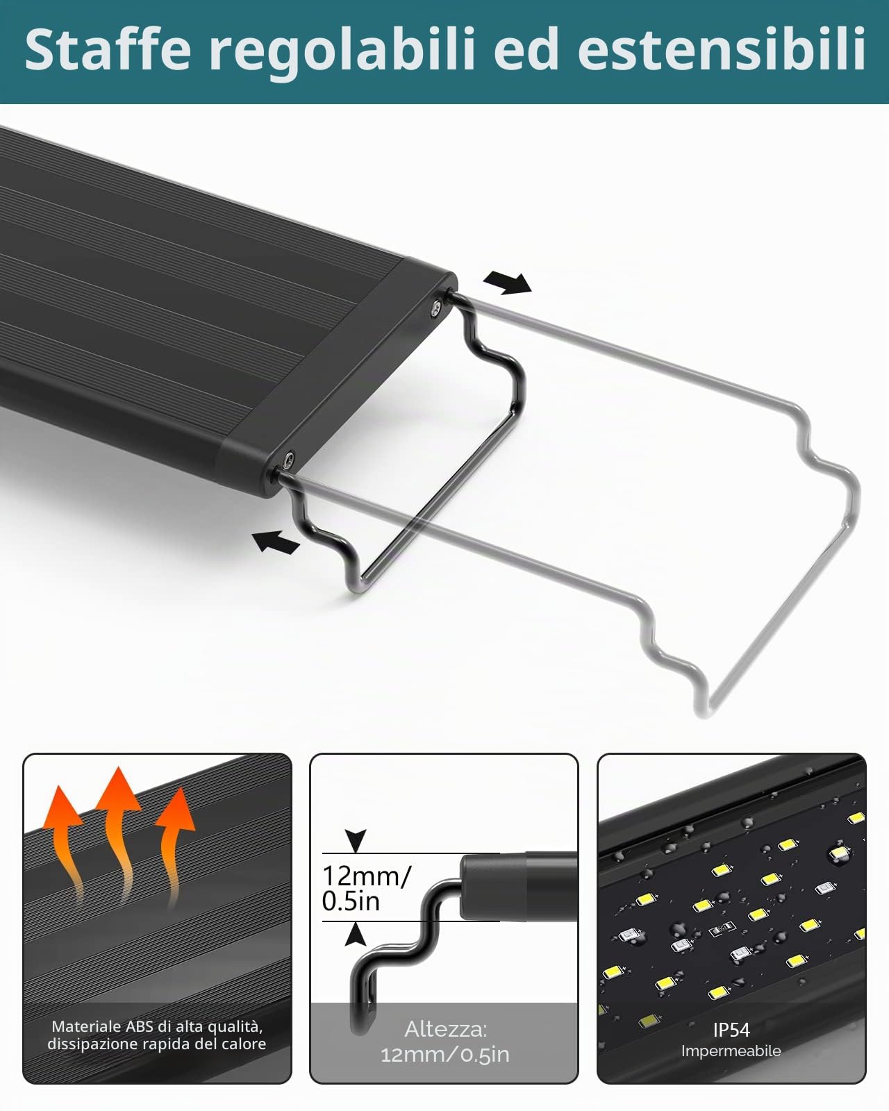 SEAOURA Illuminazione a LED per acquario, a spettro completo, con timer, accensione e spegnimento, 10 livelli di luminosità, dimmerabile, 3 modalità di luce per acquari d'acqua dolce 77-90 cm, 22 W