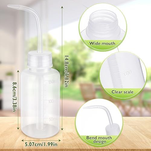Miniatura 2 de Maxdot 24 botellas de plástico de 5 onzas, botellas de riego de plantas blancas transparentes a granel con etiquetas de escala de boca estrecha,