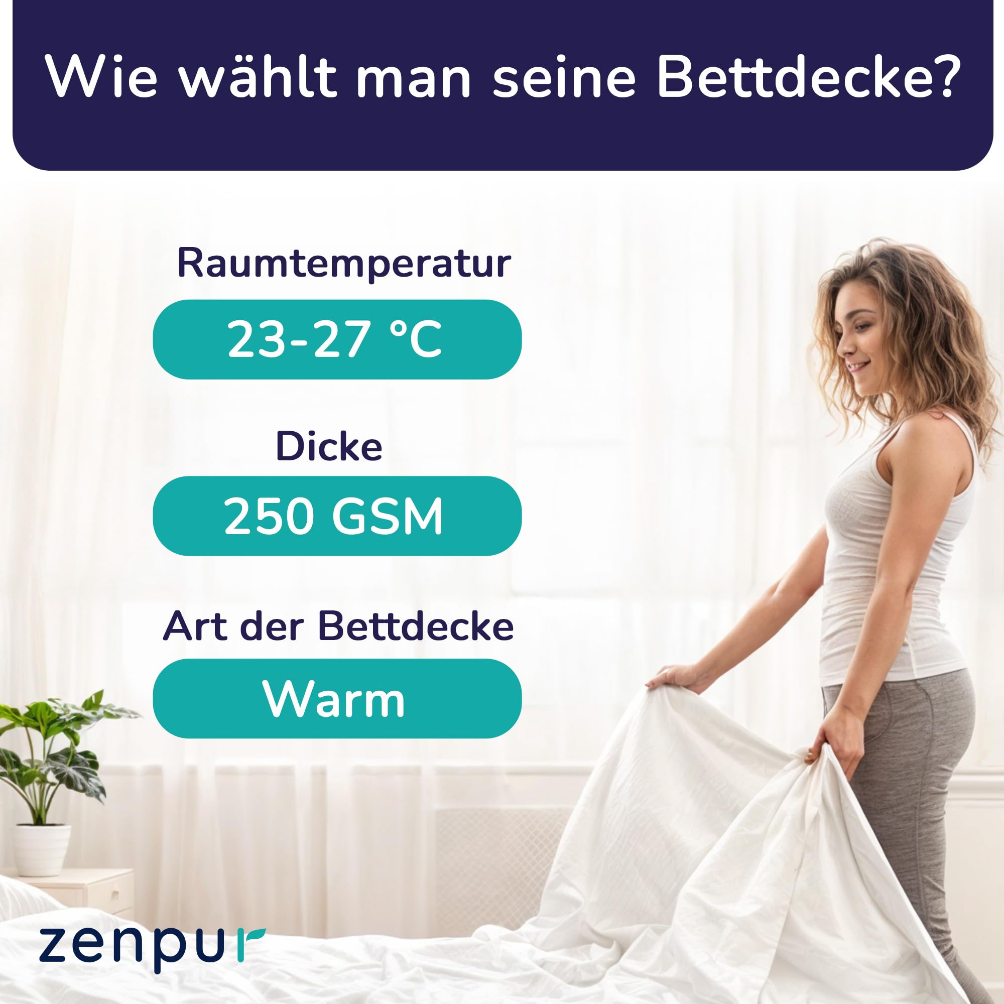 ZenPur Bettdecke für Kinder, 135 x 200 cm, hergestellt in der EU, Zertifiziert nach Öko-TEX 100, Komfort und Qualität für einen erholsamen und ruhigen Schlaf