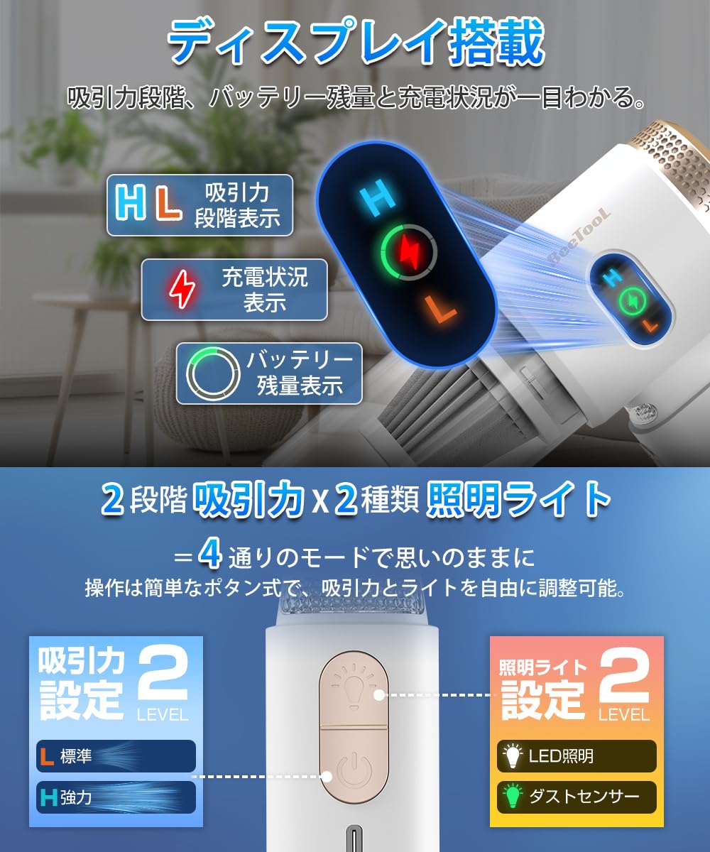 Amazon | 業界初! ハンディクリーナー 40000Pa 強力吸引力 【2種吸引 Amazon | 業界初! ハンディクリーナー 40000Pa 強力吸引力 【2種吸引