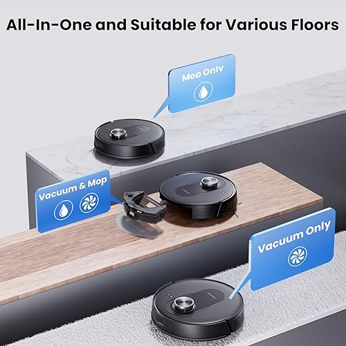 Miniatura 4 de Proscenic Q8 Robot aspirador con trapeador, ultra fuerte 6000Pa aspiradora robótica con navegación Lidar, 5 mapeos en tiempo real, WiFiAlexaAPP