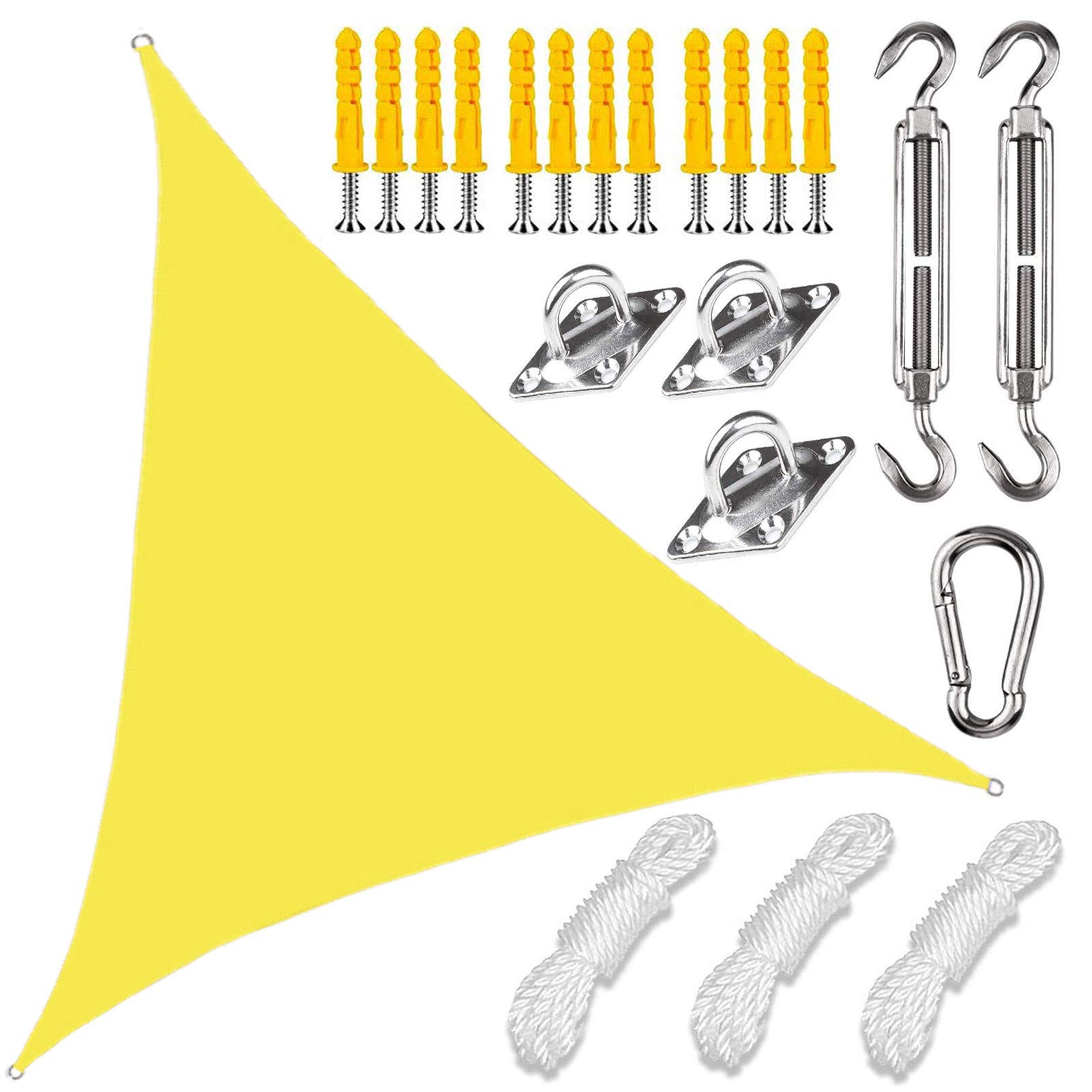 Voile d'ombrage triangulaire pour éliminer la chaleur du soleil sur terrasse avec kit de pose
