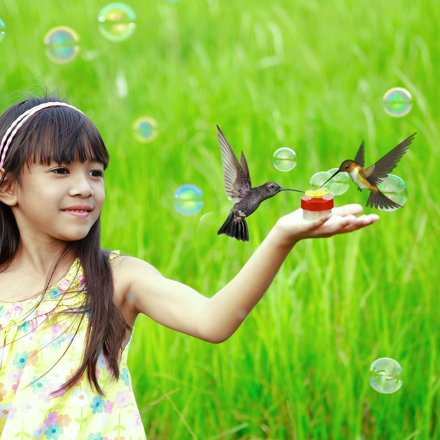 8 Pcs Hummingbird Feeder Handheld Window Flower Mini Hand Held Hummingbird Ring Feeders Wild Bird for Outdoors Backyard Birdwatcher Gifts Supplies(Clear Bottom) - Image 6