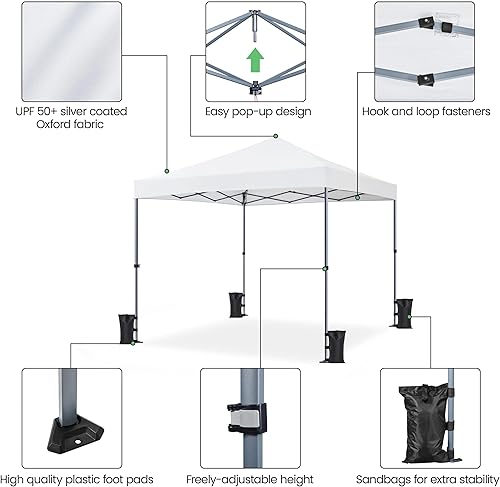 Vista 21 de Yaheetech Tienda de campaña desplegable de 10 x 10 pies para 1 persona, tienda de campaña comercial portátil instantánea, kiosco al aire libre con 1