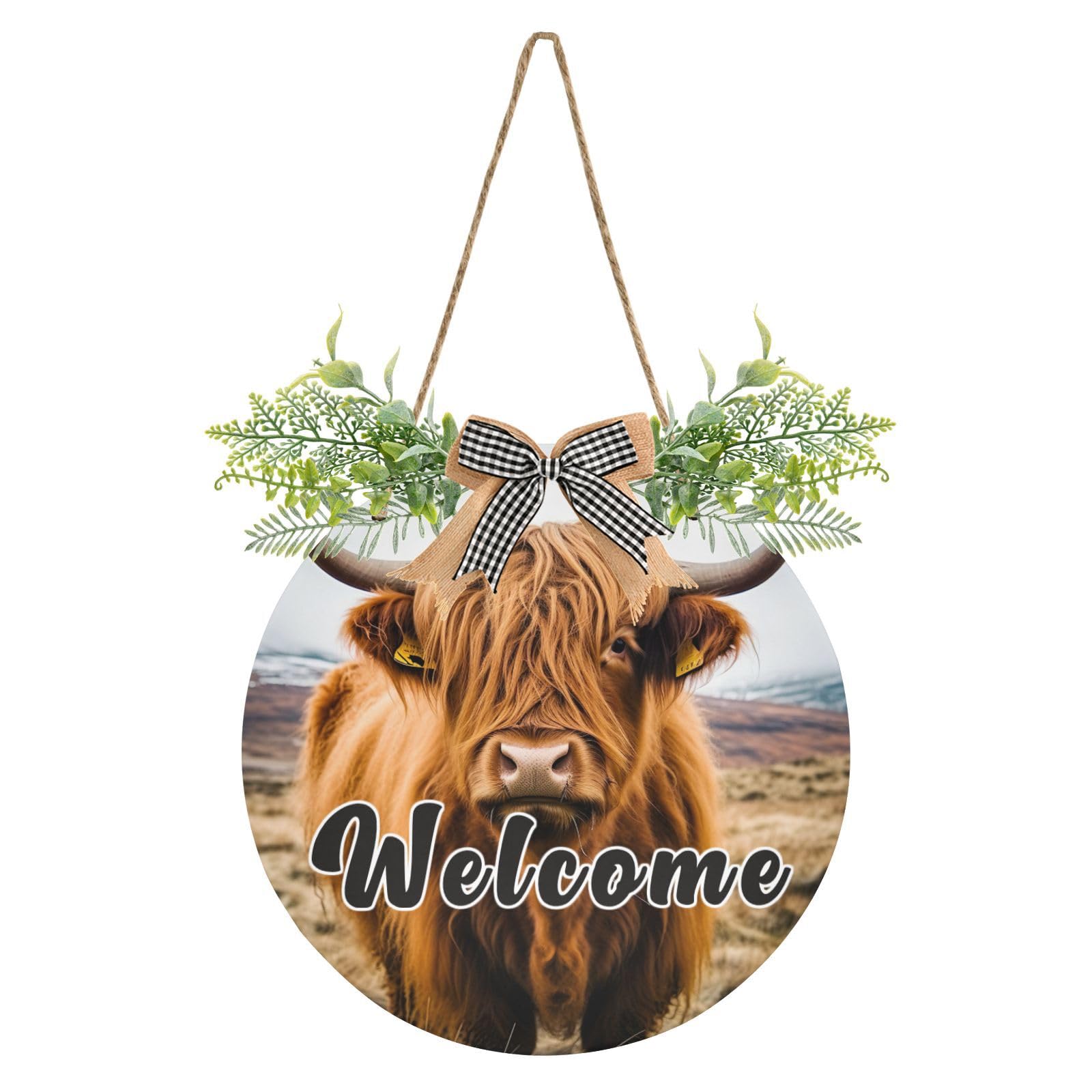 Amazon.com: YETTASBIN Welcome Sign Highland Cow Front Door Sign