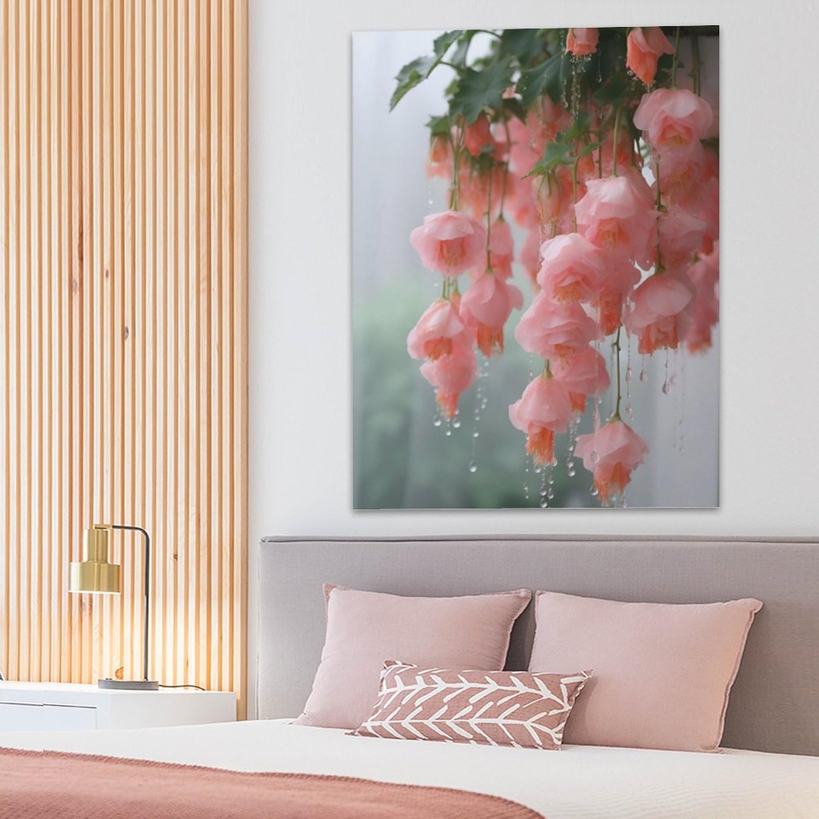 Amazon.co.jp: 絵画 枝にぶら下がっているピンクの花インテリア