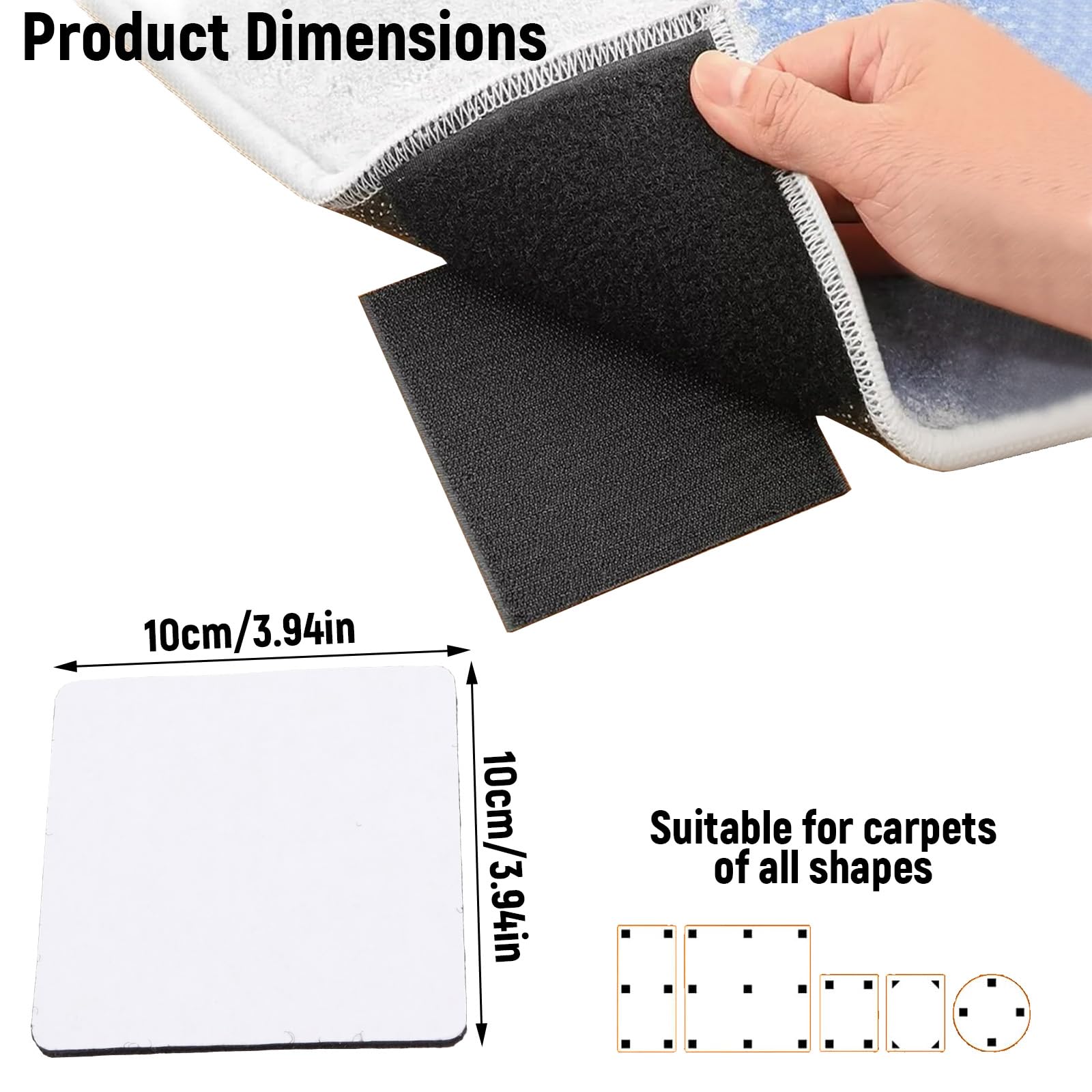 MINGBOLIN Anti Dérapant Tapis 10 Pièces – Adhésifs Réutilisables pour Parquet, Fixation Sûre sur Sol Lisse, Protection Sol