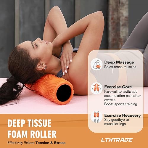 Miniatura 4 de Rodillo de espuma, rodillo de masaje de punto gatillo para terapia física y dolor de espalda, rodillo de masaje de tejido profundo para ejercicio,
