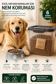 MicroPak 20 Adet 6 Gram Nem Alıcı, Rutubet Giderici, Küf ve Koku Önleyici, Kuru Gıda, Kedi & Köpek Mamaları, Ayakkabı, Tekstil ve Elektronik Cihazlar için Etkili Koruma, Çok Amaçlı Kullanım